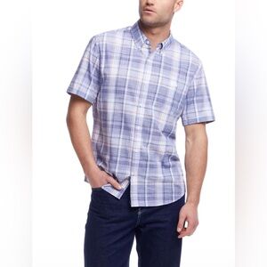 Weatherproof Vintage Casual Men’s Plaid Button Down Short Sleeve Shirt - Size L